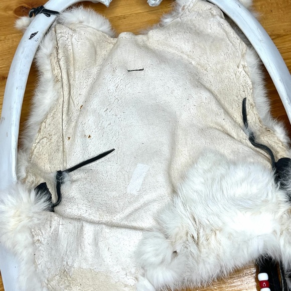 Native American Mandala Beads Feathers Skin Fur Wall Hanging Dream Catcher Rare - Picture 6 of 8